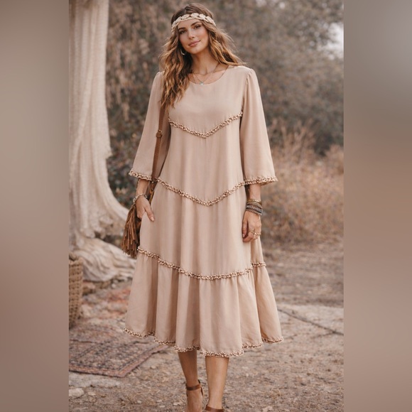 Dainty Jewells Dresses & Skirts - Dainty Jewells Canterbury Tea Style Tan Women's Dress